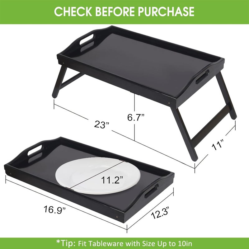 Artmeer Bed Tray Table with Folding Legs Wooden Serving Breakfast in Bed or Use As a, Platter, TV Table Laptop Computer Tray Snack Tray Large Size - Image 3